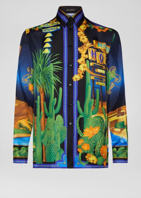 Versace Palm Springs Print Silk Twill Skjorta Herr - 104382WEL